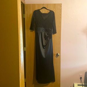 Women's Retro Floral Lace Vintage 2/3 Sleeve Slim Ruched Wedding Maxi Dress